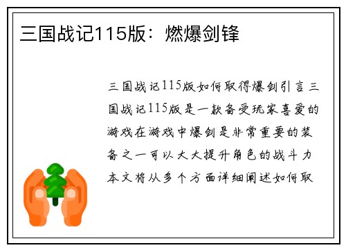 三国战记115版：燃爆剑锋